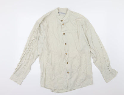 RI Clothing Company Mens Beige Herringbone Chiffon  Button-Up Size M