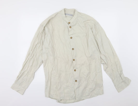 RI Clothing Company Mens Beige Herringbone Chiffon  Button-Up Size M