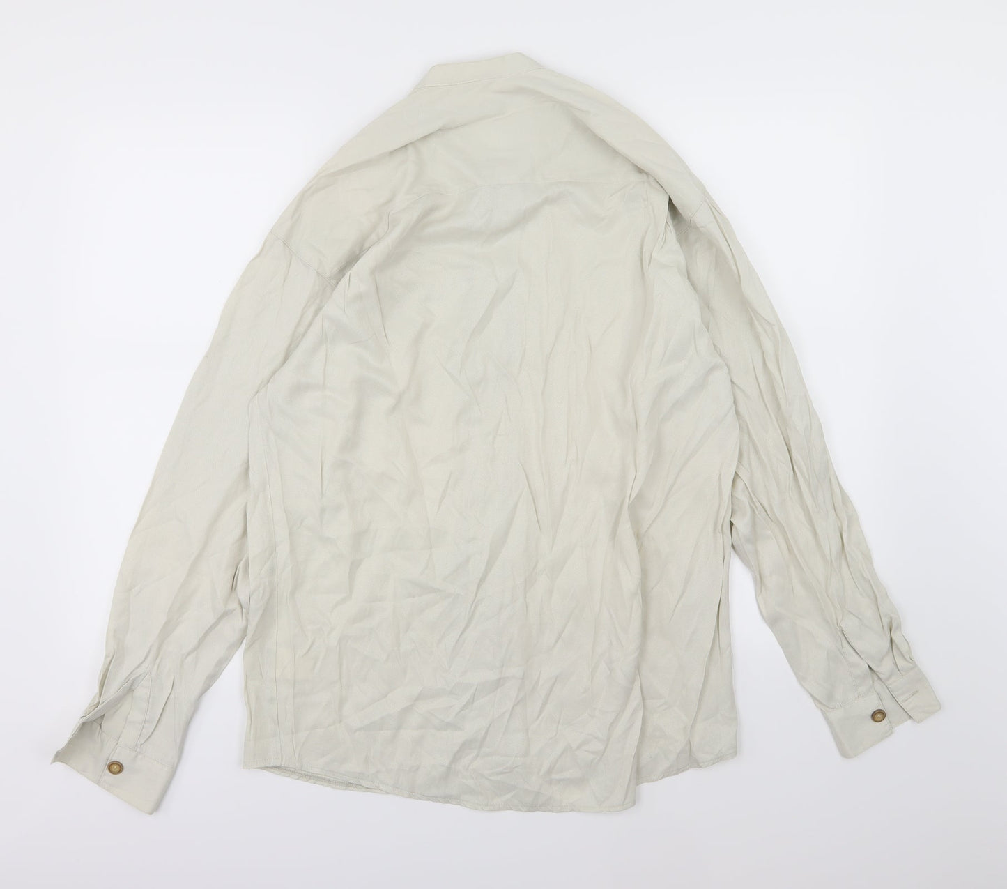 RI Clothing Company Mens Beige Herringbone Chiffon  Button-Up Size M