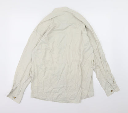 RI Clothing Company Mens Beige Herringbone Chiffon  Button-Up Size M