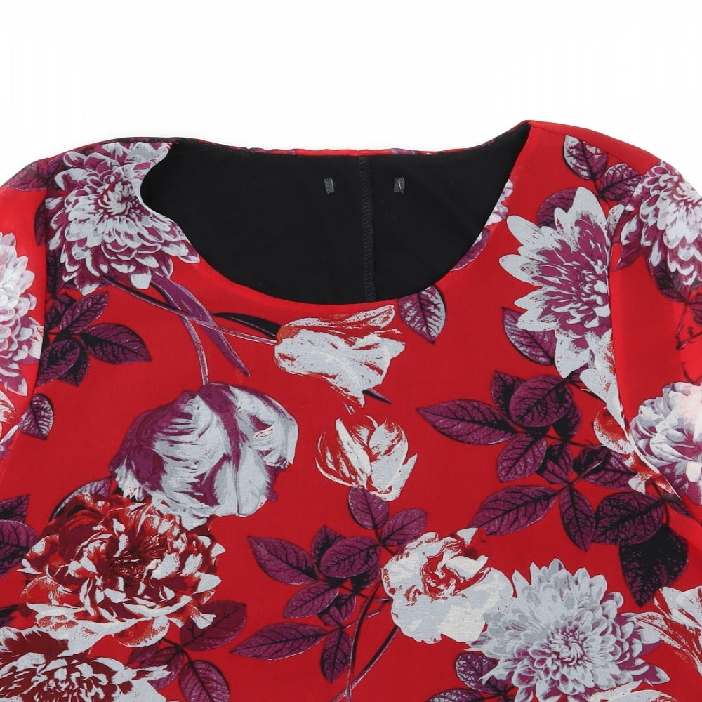 Womens UK Size 18 Preworn Red Basic Blouse
