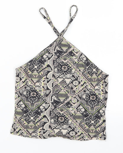 Miss Selfridge Womens Green Geometric  Cropped Tank Size 6