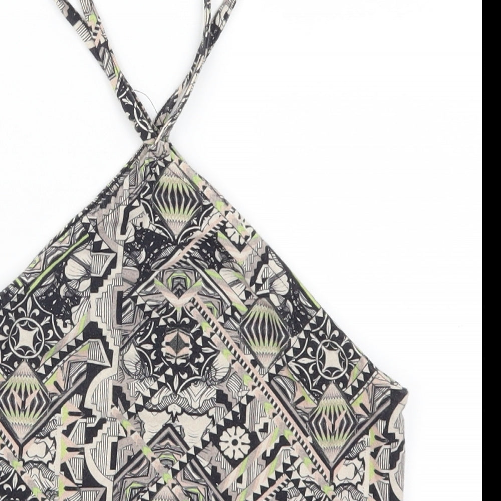 Miss Selfridge Womens Green Geometric  Cropped Tank Size 6