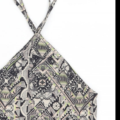 Miss Selfridge Womens Green Geometric  Cropped Tank Size 6