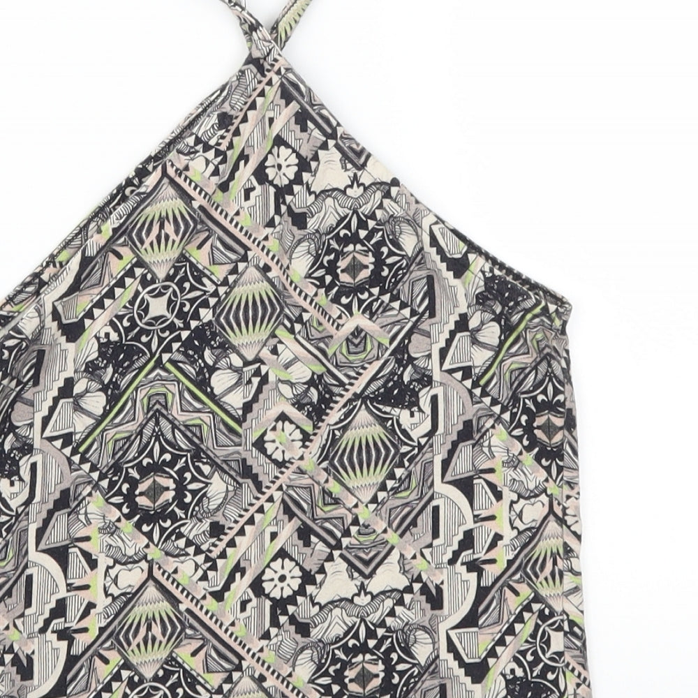 Miss Selfridge Womens Green Geometric  Cropped Tank Size 6