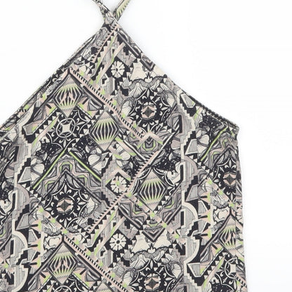 Miss Selfridge Womens Green Geometric  Cropped Tank Size 6