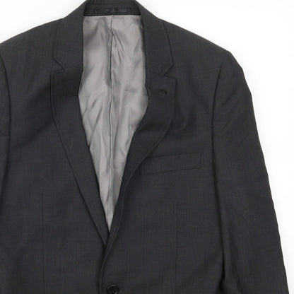 Close-up detail of Topshop men’s grey jacket suit jacket, size 34