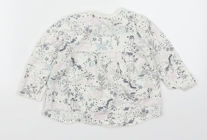 Nutmeg Girls White Animal Print  Basic T-Shirt Size 12-18 Months  - Unicorns