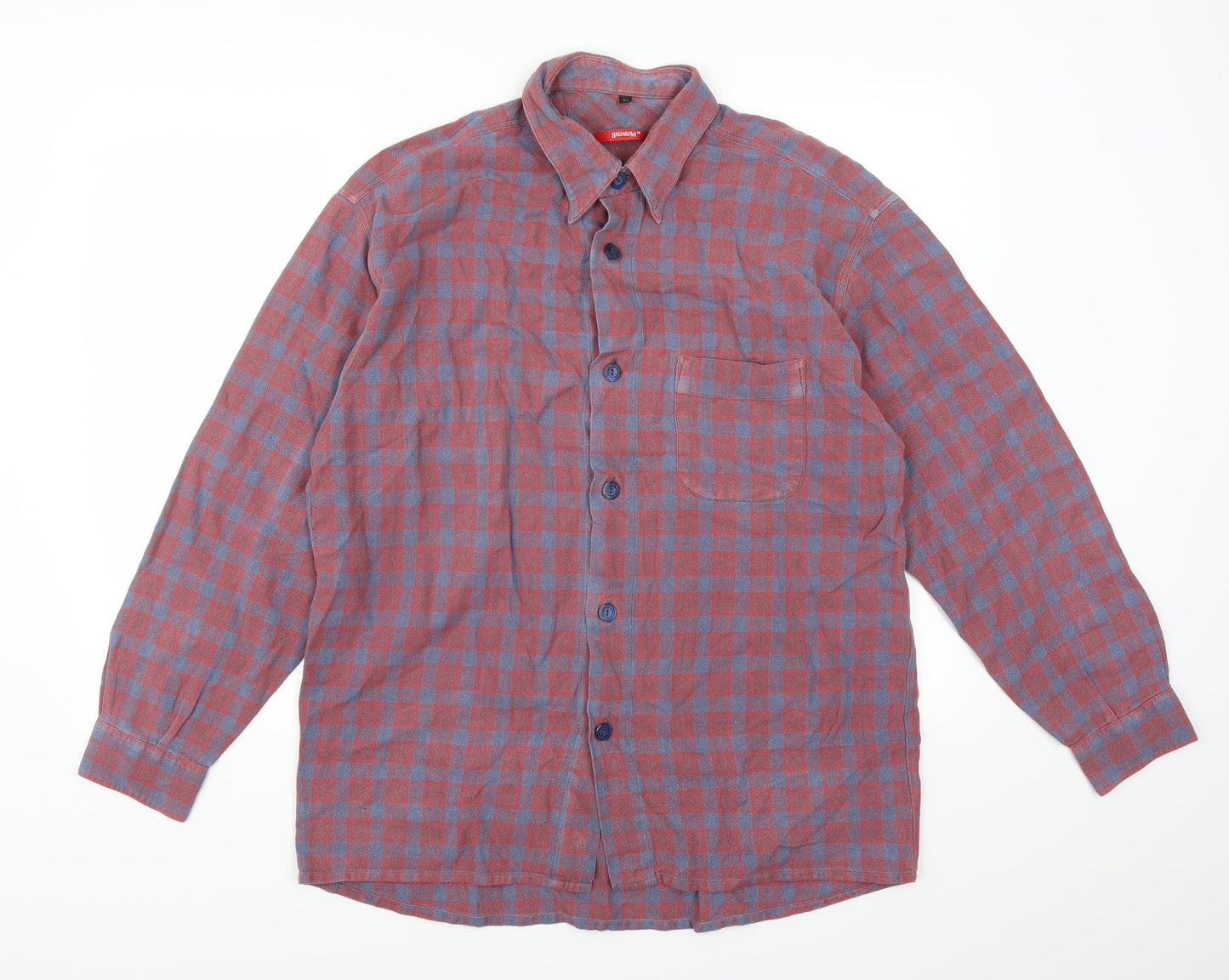 Signum Mens Red Check   Button-Up Size M