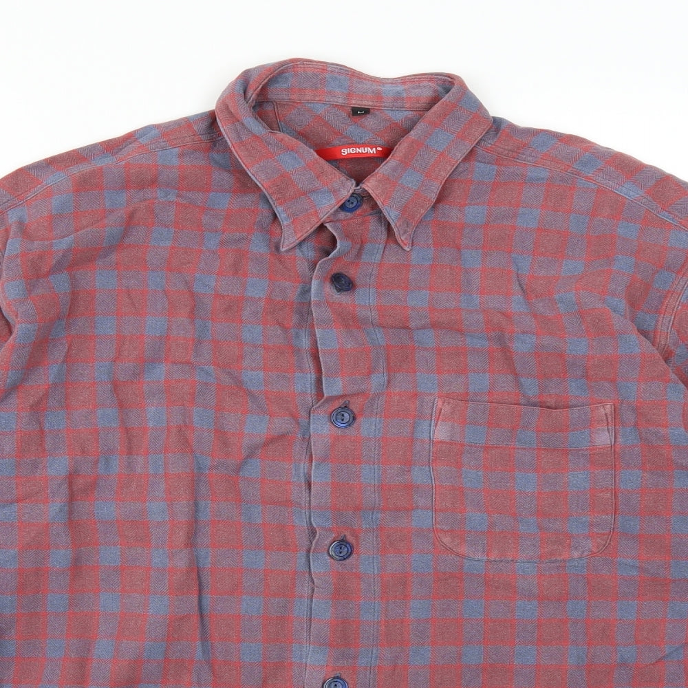 Signum Mens Red Check   Button-Up Size M