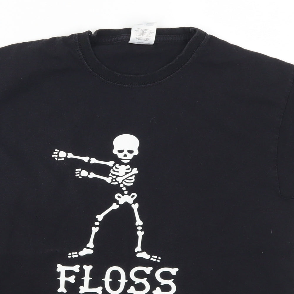 Fruit of the Loom Boys Black   Basic T-Shirt Size 10 Years  - Floss Like a Boss Skeleton