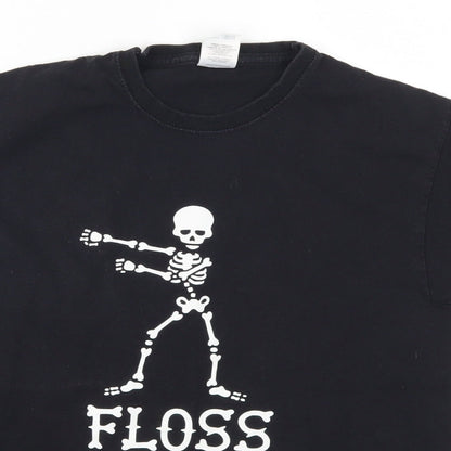 Fruit of the Loom Boys Black   Basic T-Shirt Size 10 Years  - Floss Like a Boss Skeleton