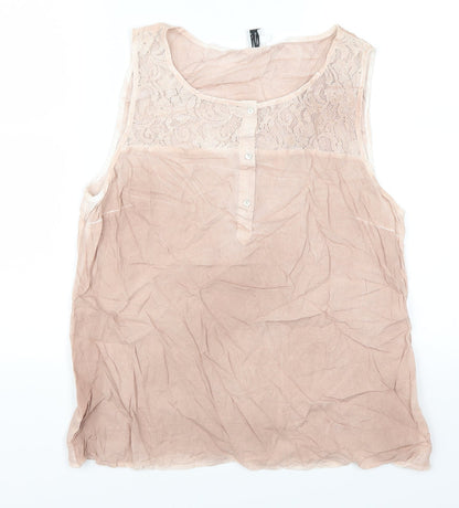 Womens UK Size S Saint Tropez Pink Basic Tank