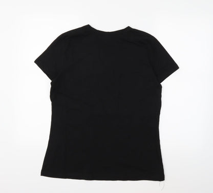 Peacocks Womens Black   Basic T-Shirt Size 14