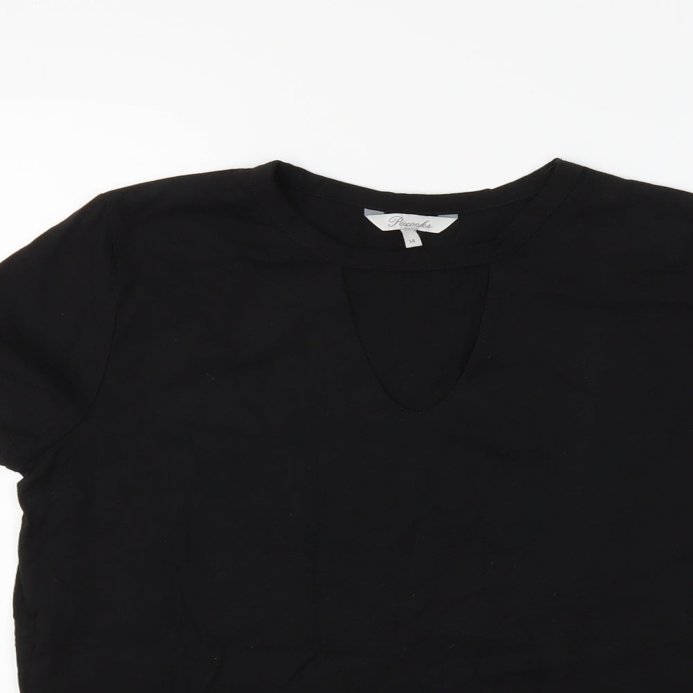 Peacocks Womens Black   Basic T-Shirt Size 14