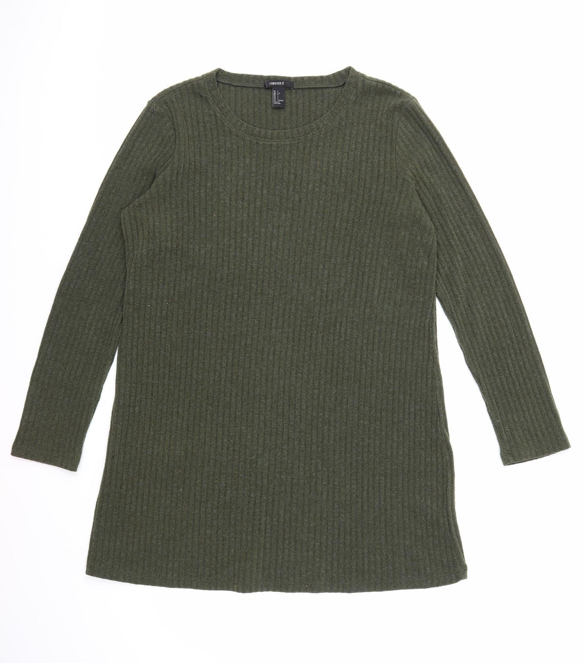 Front view of Forever 21 women’s green jumper, size L