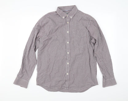 Mens UK Size M Marks and Spencer Red  Button-Up Long Sleeve Casual Shirt