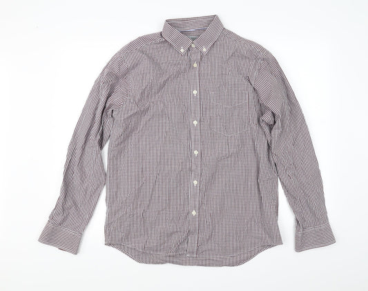 Mens UK Size M Marks and Spencer Red  Button-Up Long Sleeve Casual Shirt