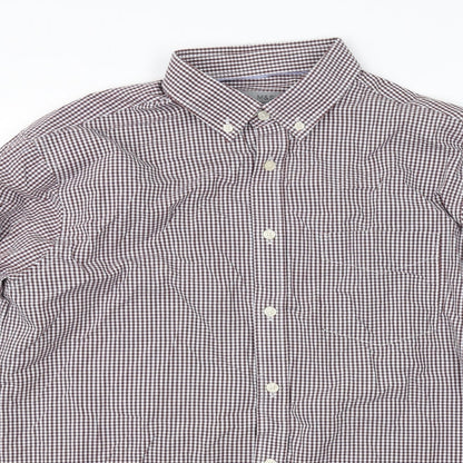 Mens UK Size M Marks and Spencer Red  Button-Up Long Sleeve Casual Shirt