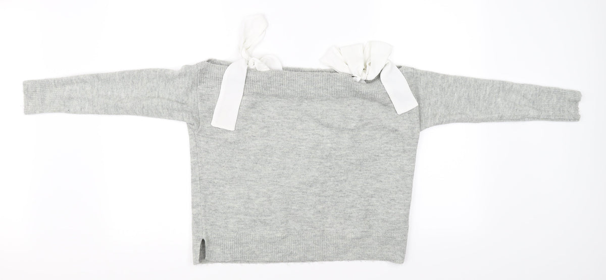 Additional front view of Topshop women’s grey jumper, size UK 10