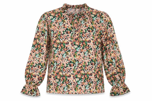 Front view of Preworn women’s multicoloured floral basic blouse, size UK 8