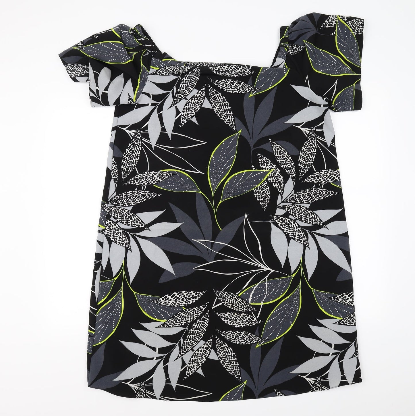 George Womens Black Floral  A-Line  Size 14