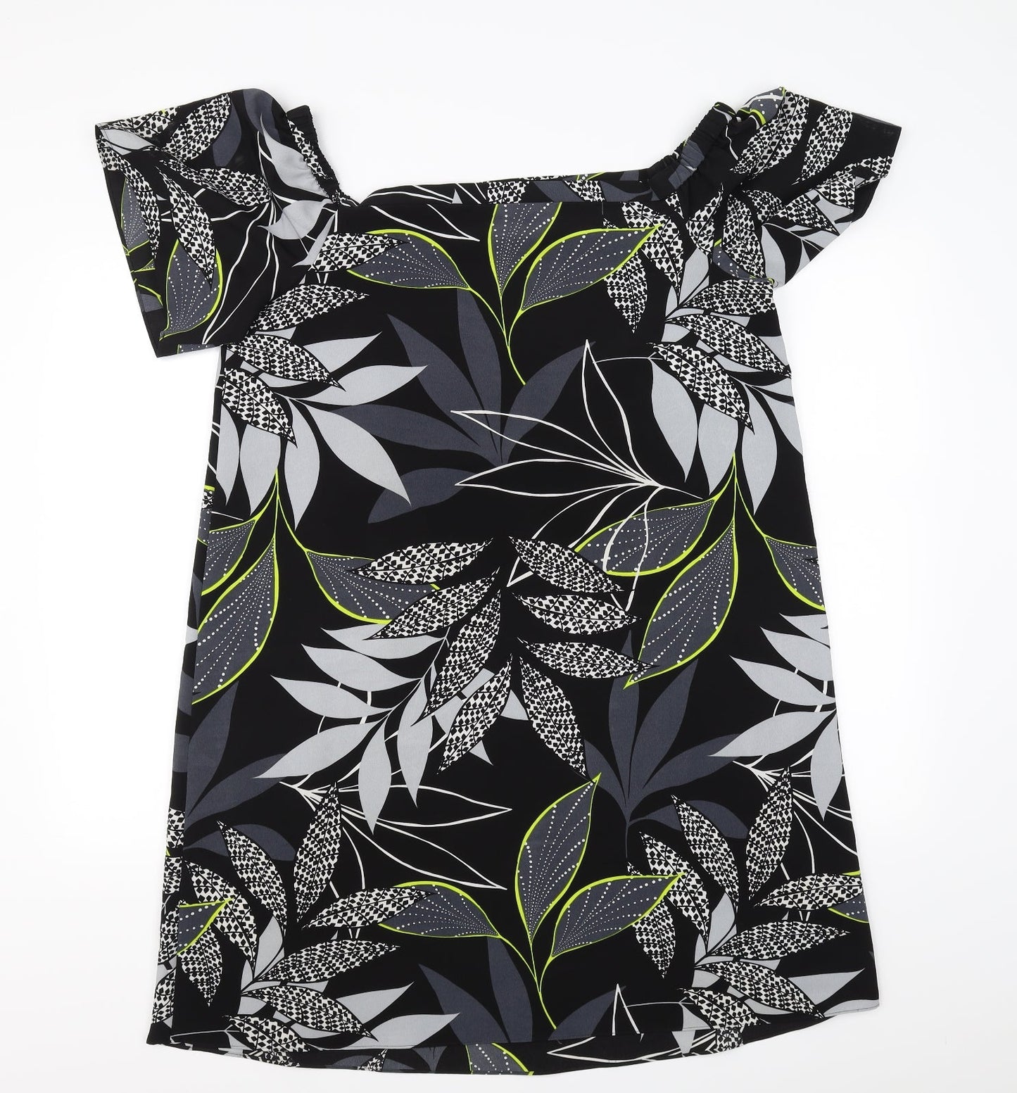 George Womens Black Floral  A-Line  Size 14