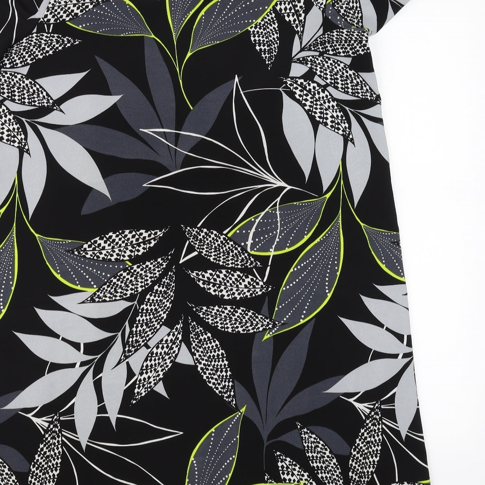 George Womens Black Floral  A-Line  Size 14