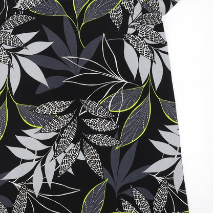 George Womens Black Floral  A-Line  Size 14