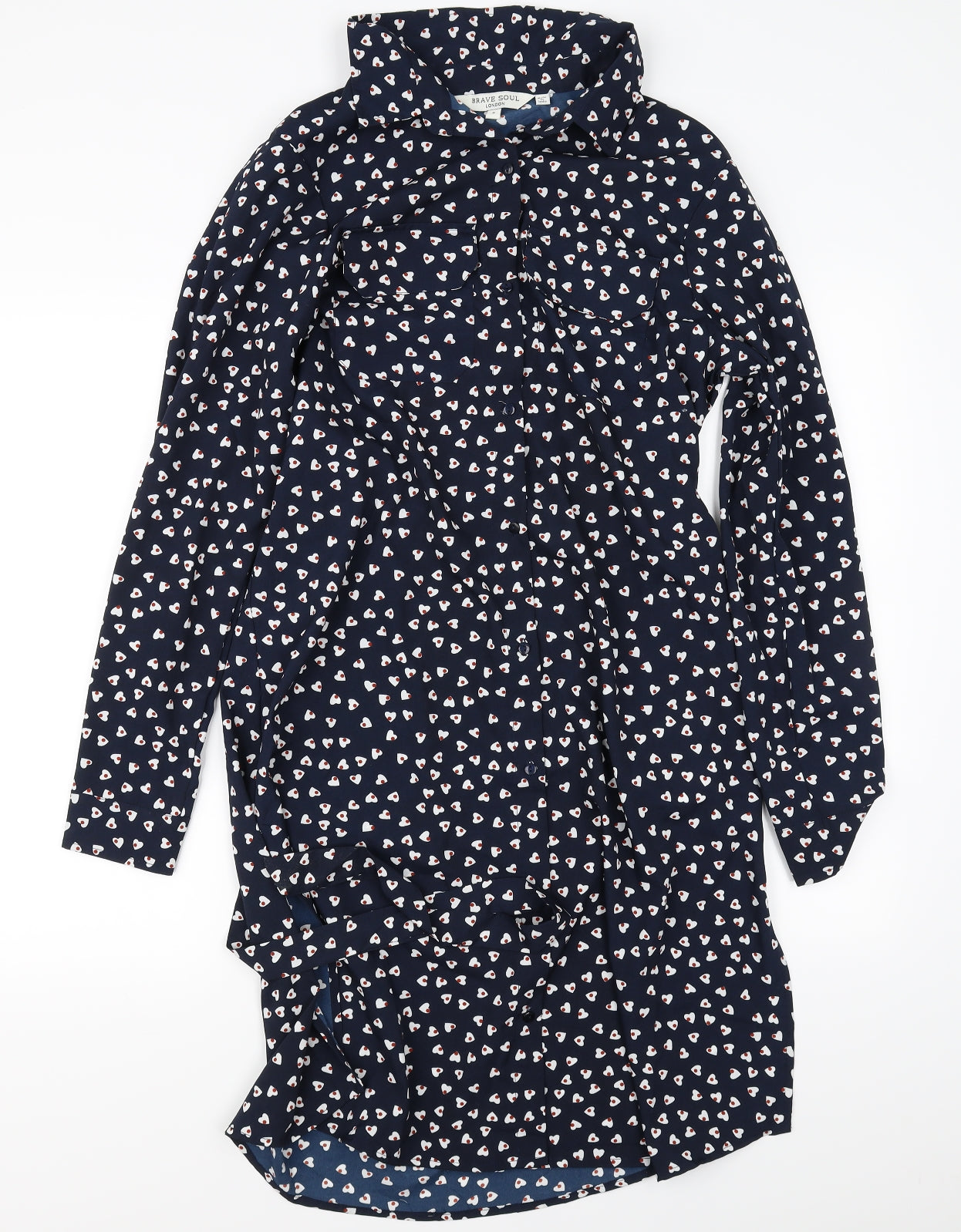 Womens UK Size S Brave Soul Blue Basic Button-Up