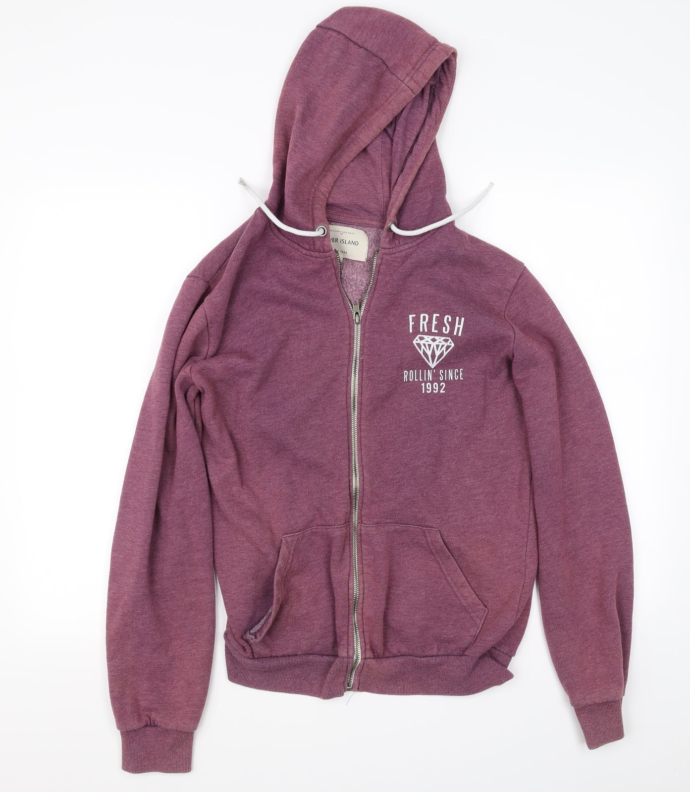 Mens UK Size S River Island Brown Full Zip Hoodie