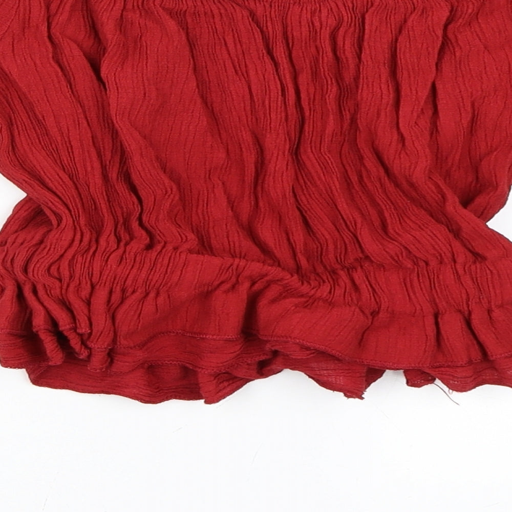 Womens UK Size S Preworn Red Cropped Blouse