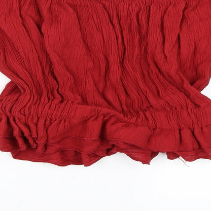 Womens UK Size S Preworn Red Cropped Blouse