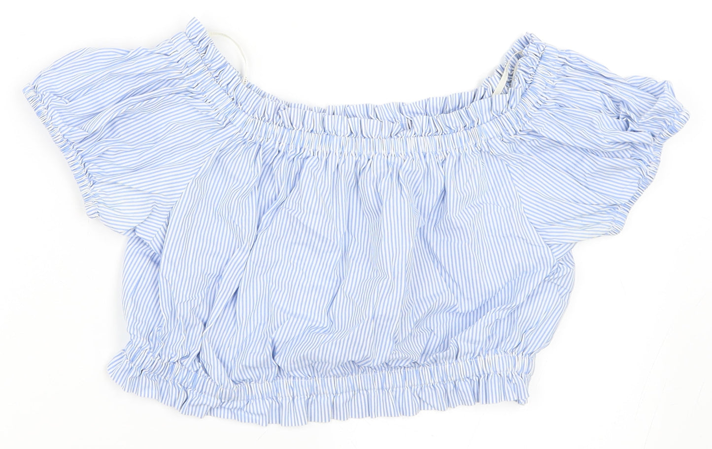 FOREVER 21 Womens Blue Striped  Cropped Blouse Size M