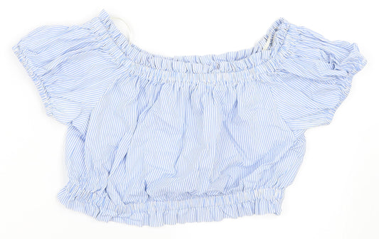 FOREVER 21 Womens Blue Striped  Cropped Blouse Size M