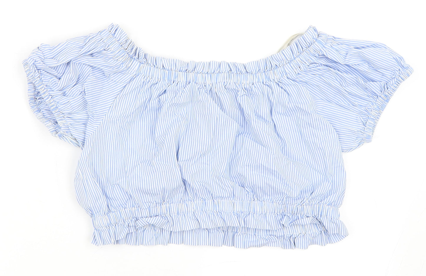 FOREVER 21 Womens Blue Striped  Cropped Blouse Size M