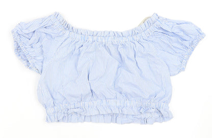 FOREVER 21 Womens Blue Striped  Cropped Blouse Size M