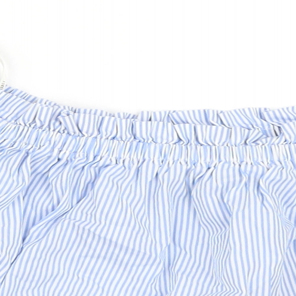 FOREVER 21 Womens Blue Striped  Cropped Blouse Size M