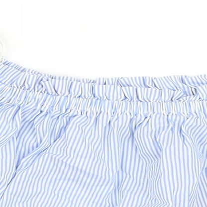FOREVER 21 Womens Blue Striped  Cropped Blouse Size M