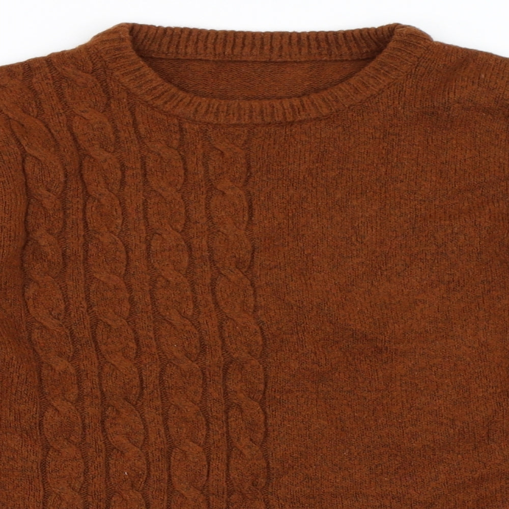 Close-up detail of Preworn women’s orange jumper, size L