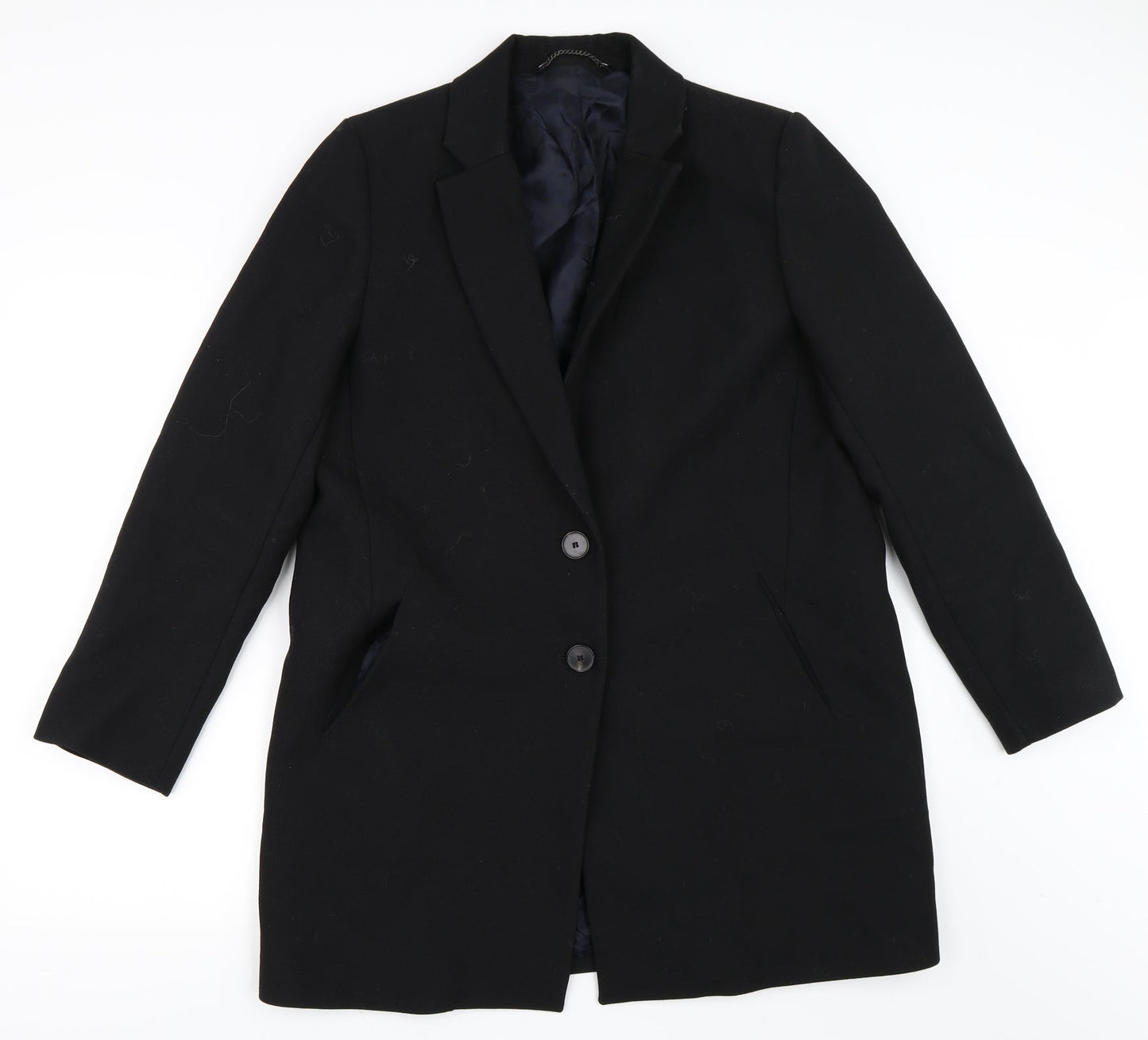 Womens UK Size L Preworn Black Overcoat