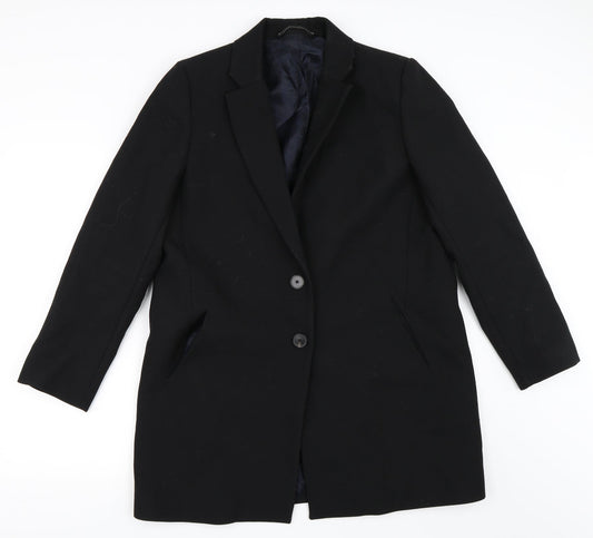 Womens UK Size L Preworn Black Overcoat