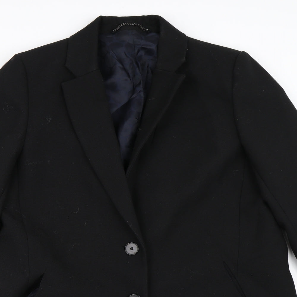 Womens UK Size L Preworn Black Overcoat