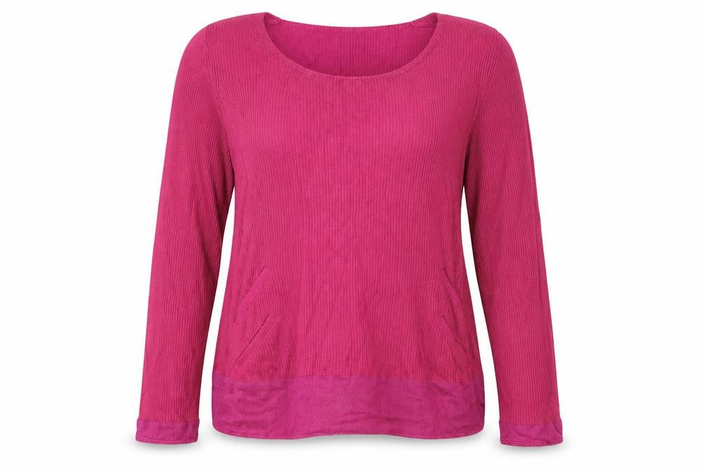 Front view of Per Una women’s pink jumper, size UK 16