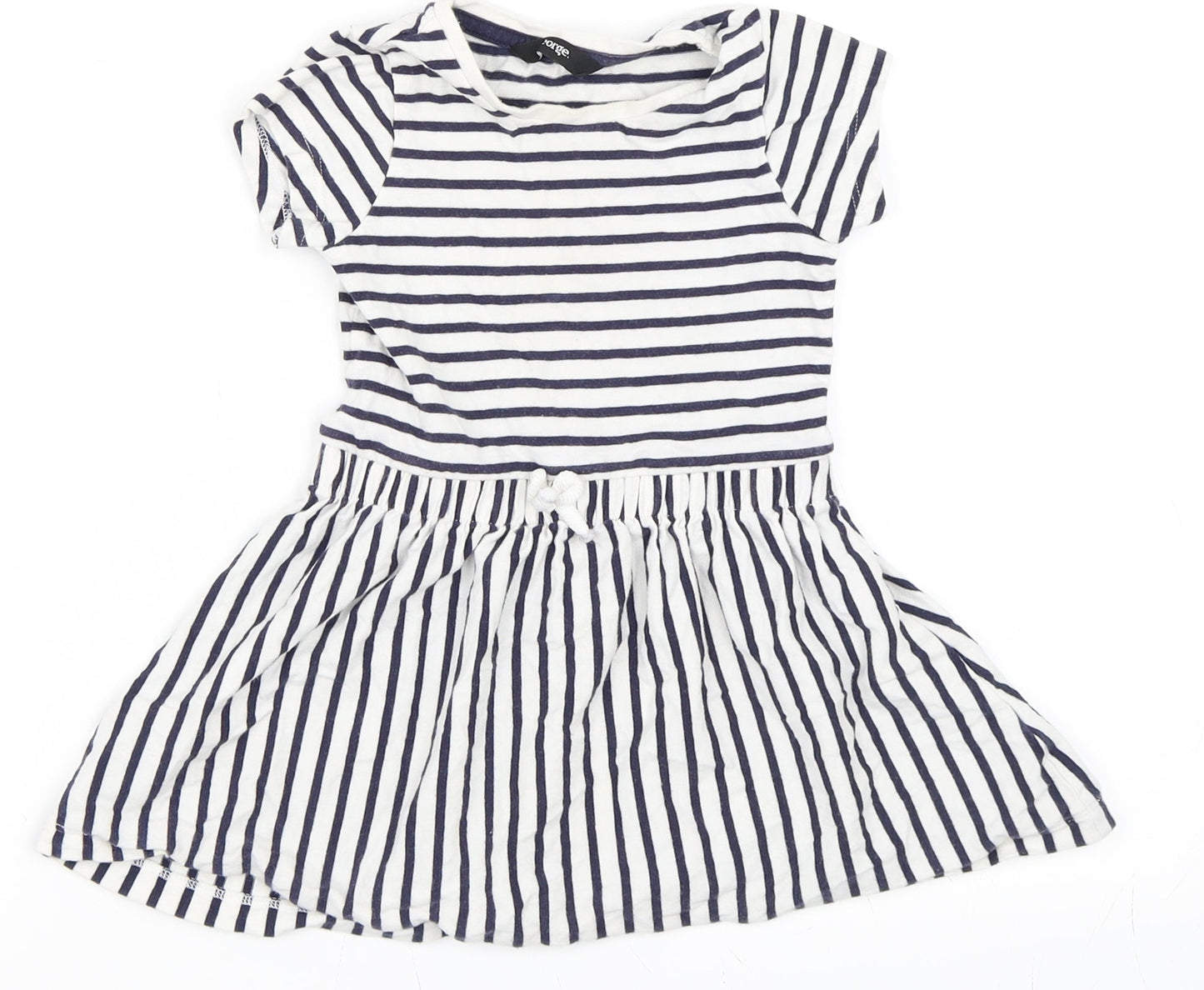 George Girls White Striped  Skater Dress  Size 12-18 Months