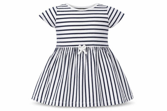 George Girls White Striped  Skater Dress  Size 12-18 Months