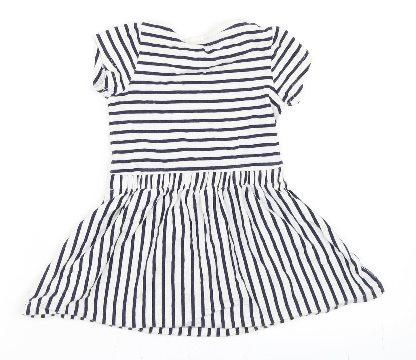George Girls White Striped  Skater Dress  Size 12-18 Months