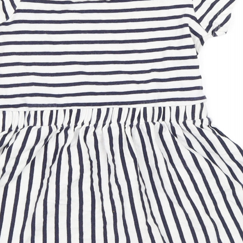 George Girls White Striped  Skater Dress  Size 12-18 Months