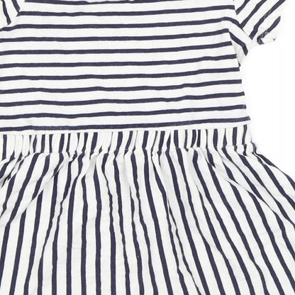 George Girls White Striped  Skater Dress  Size 12-18 Months