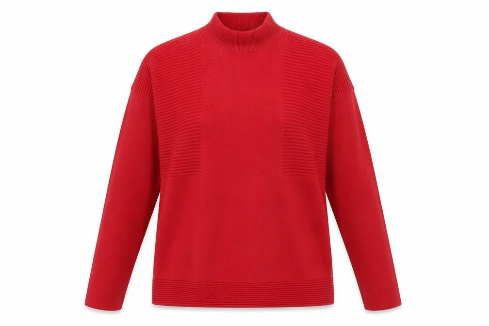 Front view of Very women’s red knit jumper, size UK 8